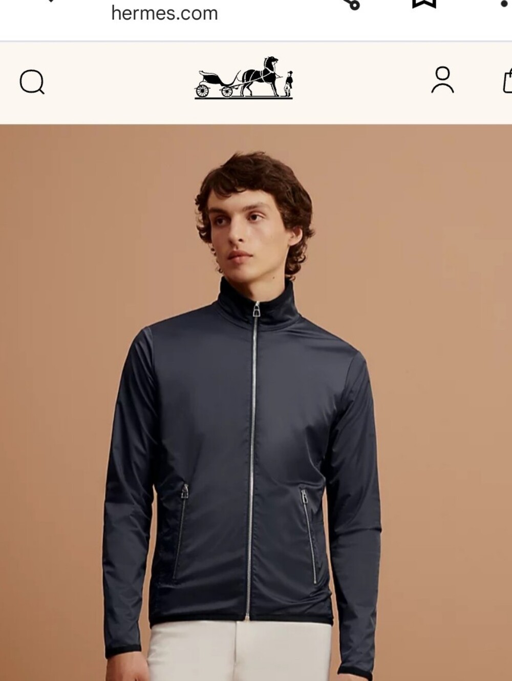 Hermes Womens Blue Satin Warm-up Sport Jacket, L